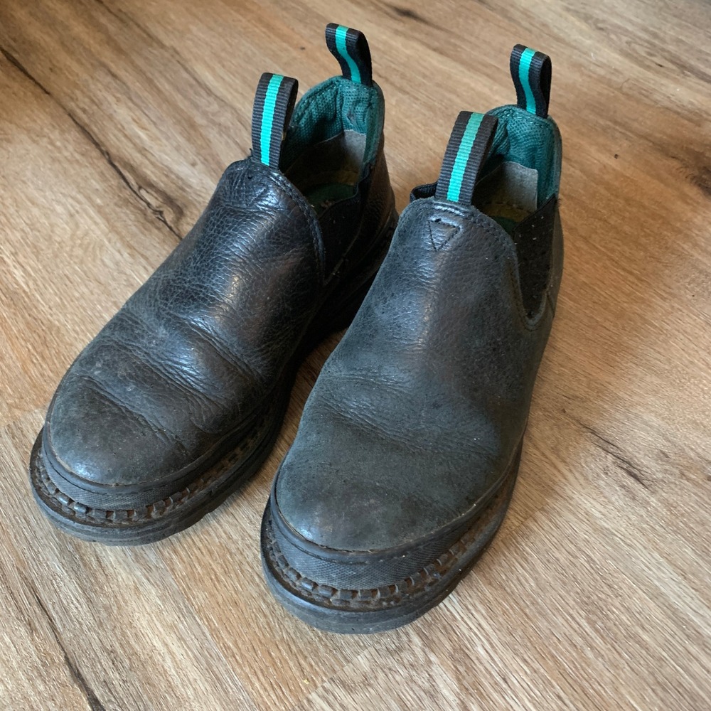 Georgia Boot Giant Romeo work boots, black leather, pull loops - 9.5W womens